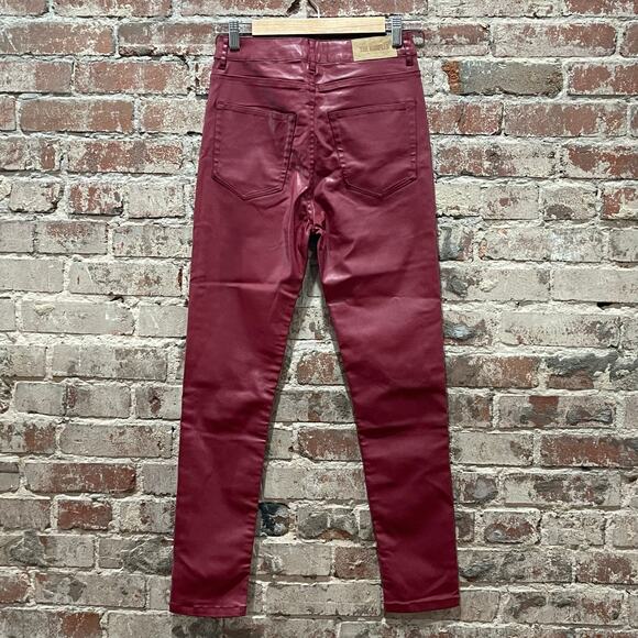 NWT The Kooples Red Leather-Effect Skinny Jeans Size 27 - Picture 7 of 8